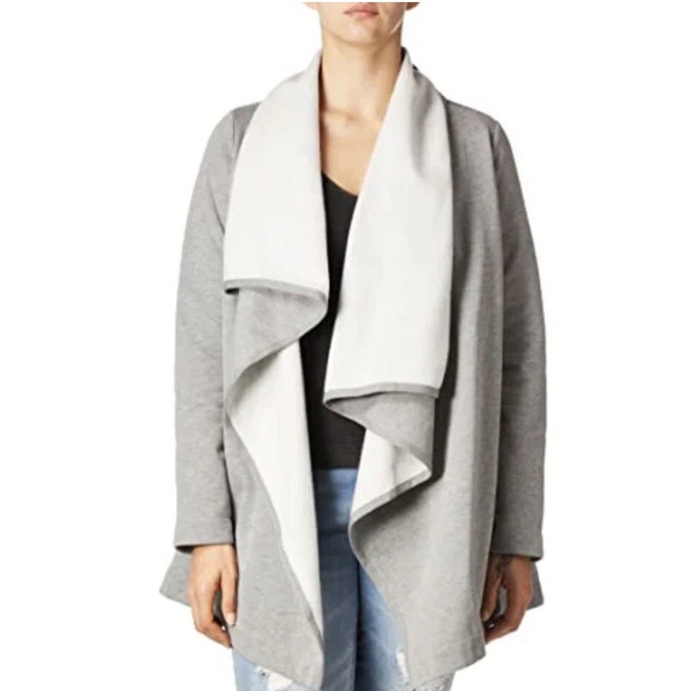 UGG Janni Fleece Blanket Cardigan Grey Waterfall Open Front Drape‎ Jacket NWT
